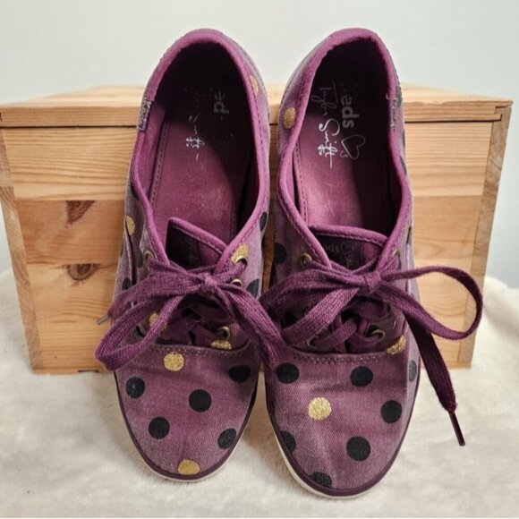 Keds x Taylor Swift Champion Gold  Black Polka Dot Low Top Sneakers Size 7 - Picture 3 of 14